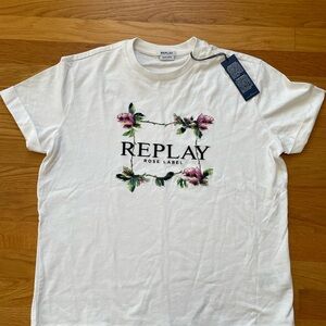 Replay White Floral T-Shirt